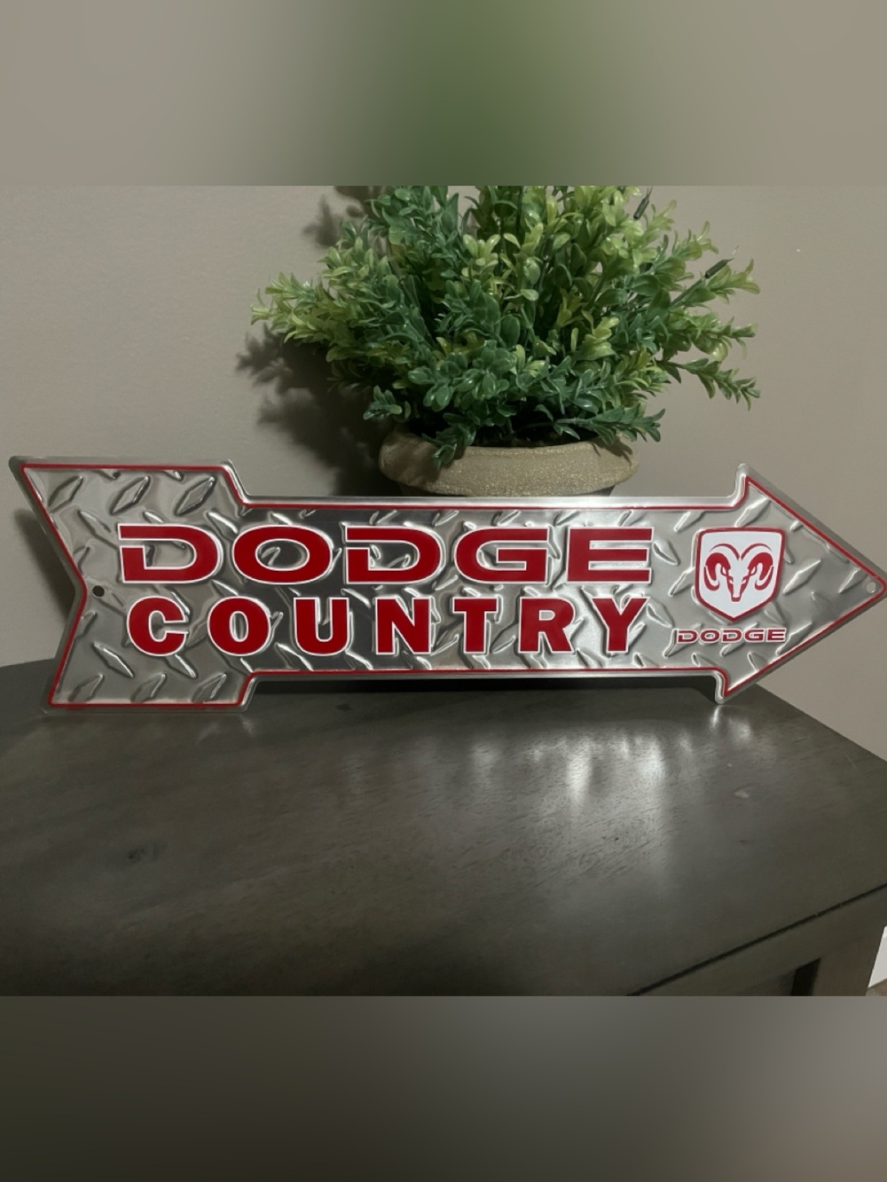 Dodge Country Arrow sign-Wall Art Embossed  aluminum Measures 20” x 6”